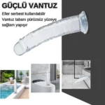 MYST COLOR Dildo Realistik Jel Dokuda Testissiz Ultra Yumuşak Şeffaf Yapay Penis 20 CM - Görsel 3