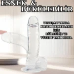 MYST COLOR Dildo Realistik Jel Dokuda Ultra Yumuşak Şeffaf Yapay Penis 22 CM - Görsel 4