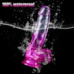MYST COLOR Dildo Realistik Jel Dokuda Vantuzlu Ultra Yumuşak Şeffaf Mor Yapay Penis - Görsel 5