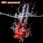 MYST COLOR Dildo Realistik Jel Dokuda Vantuzlu Ultra Yumuşak Şeffaf Kırmızı Yapay Penis - Görsel 5