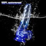MYST COLOR Dildo Realistik Jel Dokuda Vantuzlu Ultra Yumuşak Şeffaf Mavi Yapay Penis - Görsel 5