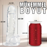 MYST COLOR Dildo Realistik Jel Dokuda Ultra Yumuşak Şeffaf Yapay Penis 22 CM - Görsel 6
