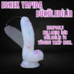 MYST COLOR Dildo Renkli Benekli Tırtıklı Ultra Yumuşak Şeffaf Realistik Yapay Penis - Görsel 3