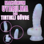 MYST COLOR Dildo Renkli Benekli Tırtıklı Ultra Yumuşak Şeffaf Realistik Yapay Penis - Görsel 5