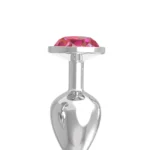 Paslanmaz Çelik Açık Pembe Yuvarlak Mücevher Taşlı Pürüzsüz Silver Metal Anal Butt Plug - Küçük Boy