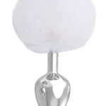 Paslanmaz Çelik Beyaz Tavşan Kuyruklu Pürüzsüz Silver Bunny Tail Metal Anal Butt Plug