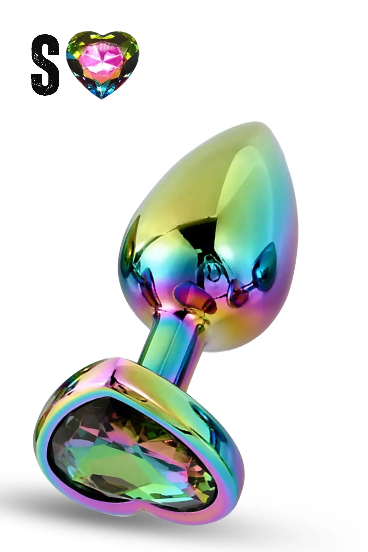 Paslanmaz Çelik Çok Renkli Kalpli Mücevher Taşlı Pürüzsüz Rainbow Metal Anal Butt Plug - Küçük Boy - 1 Paslanmaz Çelik Çok Renkli Kalpli Mücevher Taşlı Pürüzsüz Rainbow Metal Anal Butt Plug - Küçük Boy - Görsel 1