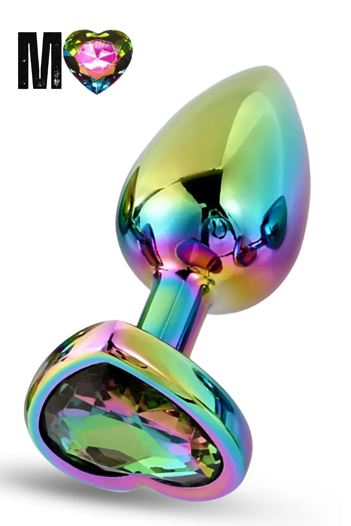 Paslanmaz Çelik Çok Renkli Kalpli Mücevher Taşlı Pürüzsüz Rainbow Metal Anal Butt Plug - Orta Boy - 1 Paslanmaz Çelik Çok Renkli Kalpli Mücevher Taşlı Pürüzsüz Rainbow Metal Anal Butt Plug - Orta Boy - Görsel 1