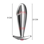 Paslanmaz Çelik Dildo Kırmızı Yuvarlak Mücevher Taşlı Pürüzsüz Silver Metal Anal Butt Plug - Görsel 6