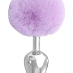 Paslanmaz Çelik Lila Tavşan Kuyruklu Pürüzsüz Silver Bunny Tail Metal Anal Butt Plug