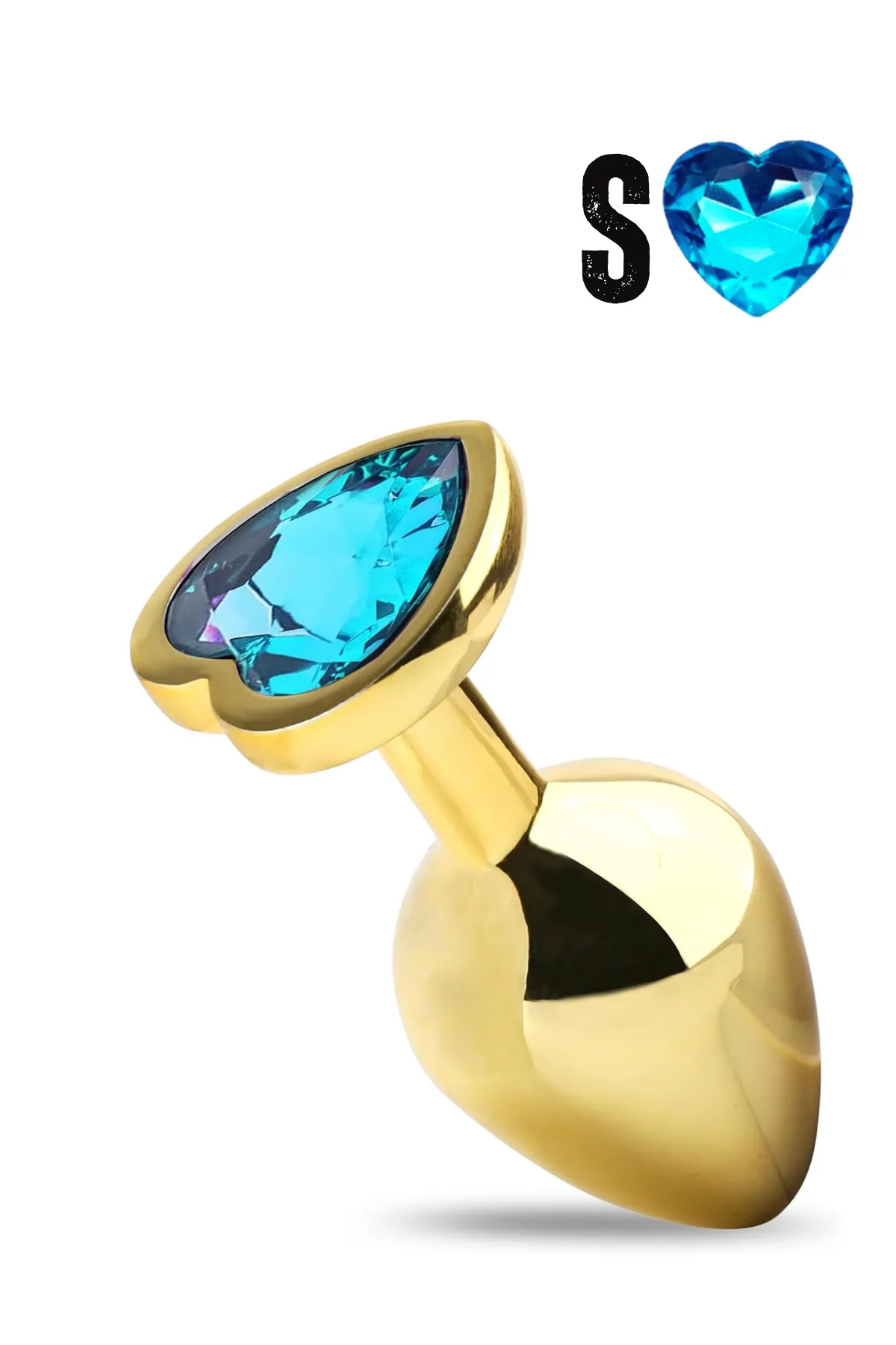Paslanmaz Çelik Mavi Kalpli Mücevher Taşlı Pürüzsüz Gold Metal Anal Butt Plug - Küçük Boy - 1 Paslanmaz Çelik Mavi Kalpli Mücevher Taşlı Pürüzsüz Gold Metal Anal Butt Plug - Küçük Boy - Görsel 1