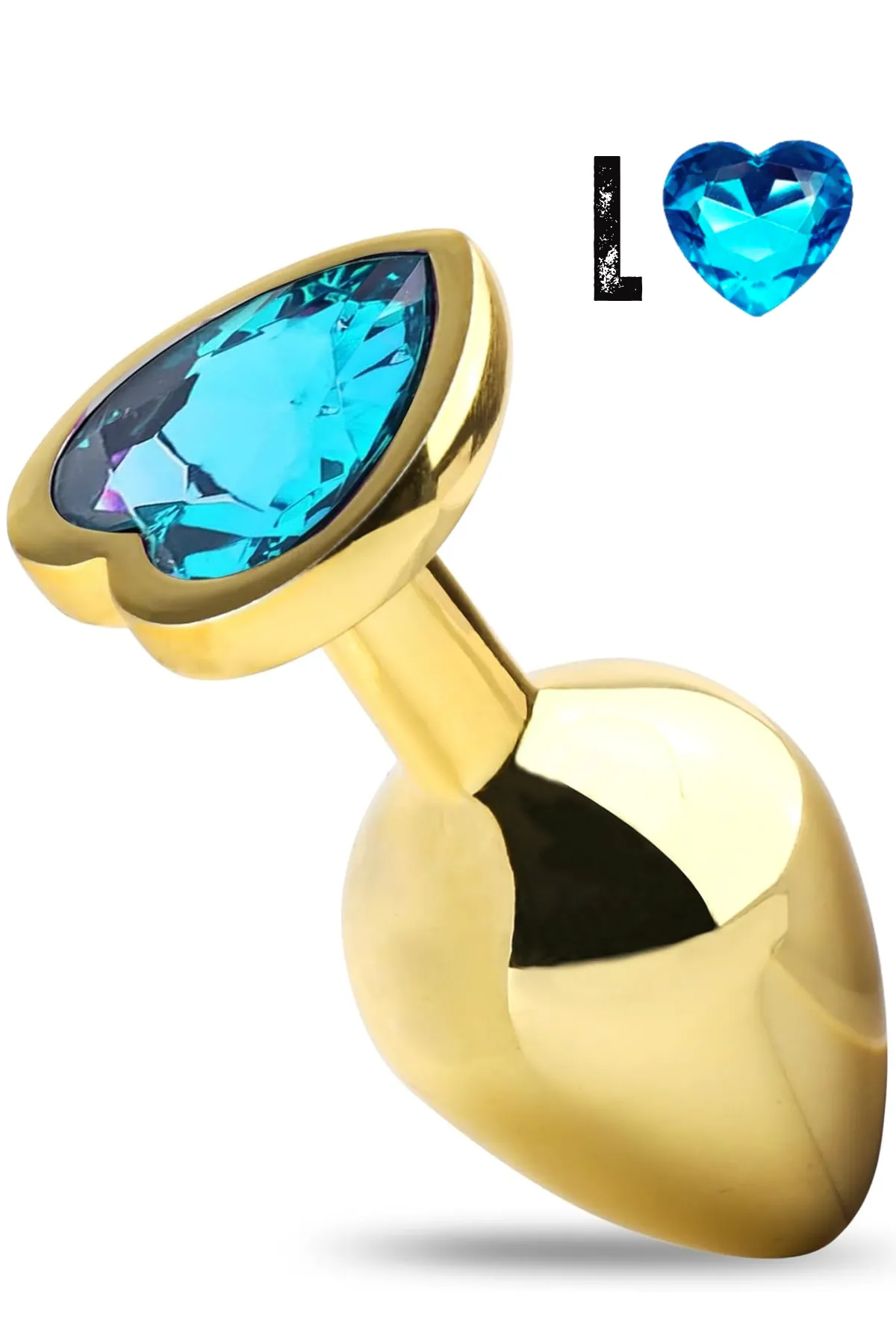 Paslanmaz Çelik Mavi Kalpli Mücevher Taşlı Pürüzsüz Gold Metal Anal Butt Plug - Büyük Boy - 1 Paslanmaz Çelik Mavi Kalpli Mücevher Taşlı Pürüzsüz Gold Metal Anal Butt Plug - Büyük Boy - Görsel 1