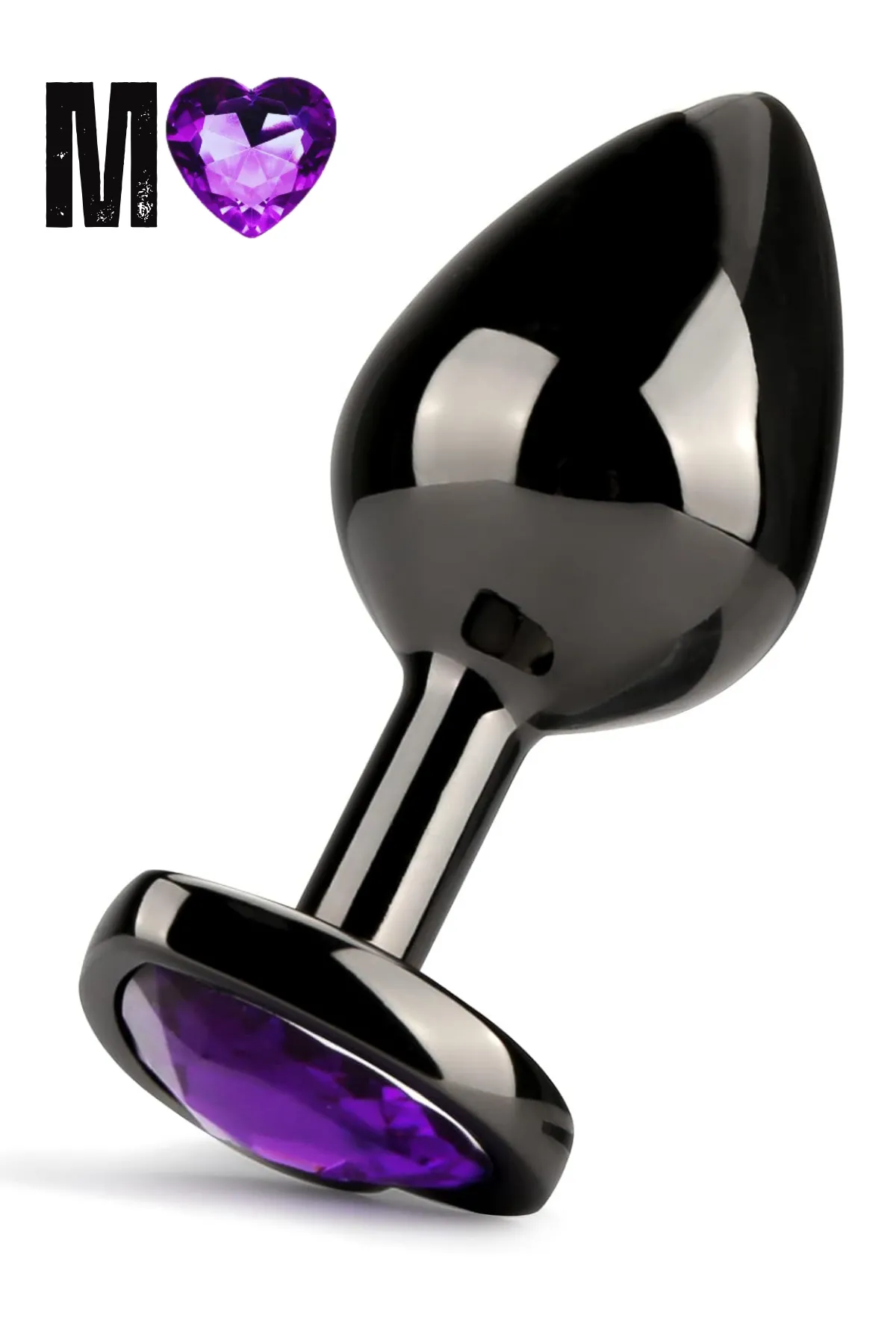 Paslanmaz Çelik Mor Kalpli Mücevher Taşlı Pürüzsüz Siyah Metal Anal Butt Plug - Orta Boy - 1 Paslanmaz Çelik Mor Kalpli Mücevher Taşlı Pürüzsüz Siyah Metal Anal Butt Plug - Orta Boy - Görsel 1