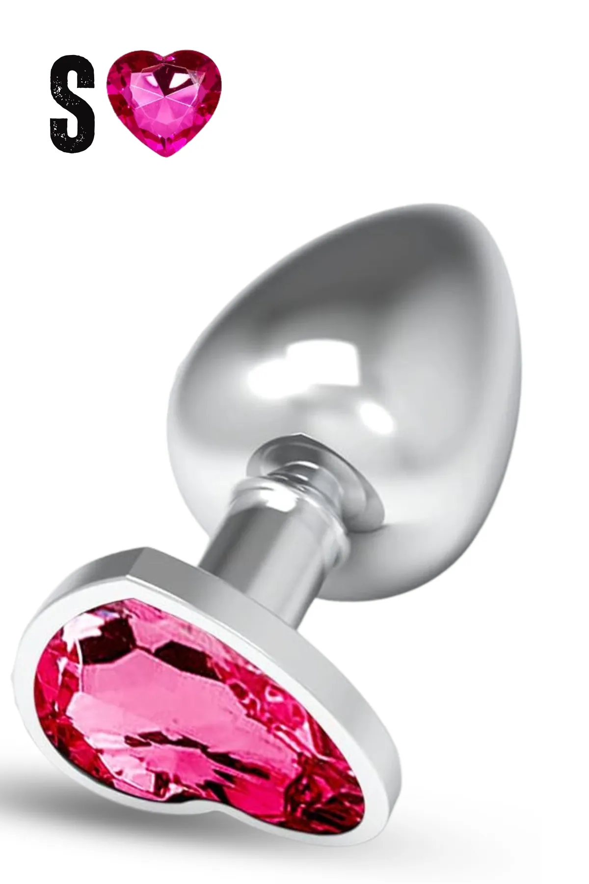 Paslanmaz Çelik Pembe Kalpli Mücevher Taşlı Pürüzsüz Silver Metal Anal Butt Plug - Küçük Boy - 1 Paslanmaz Çelik Pembe Kalpli Mücevher Taşlı Pürüzsüz Silver Metal Anal Butt Plug - Küçük Boy - Görsel 1