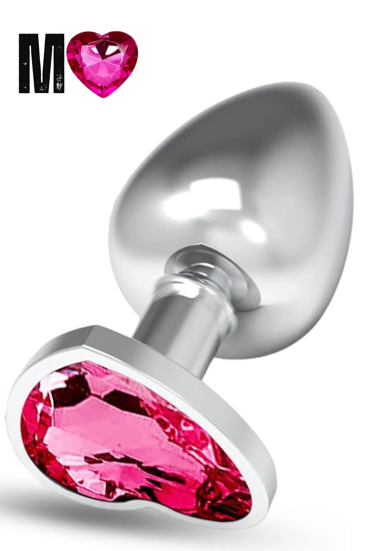 Paslanmaz Çelik Pembe Kalpli Mücevher Taşlı Pürüzsüz Silver Metal Anal Butt Plug - Orta Boy - 1 Paslanmaz Çelik Pembe Kalpli Mücevher Taşlı Pürüzsüz Silver Metal Anal Butt Plug - Orta Boy - Görsel 1