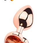 Paslanmaz Çelik Rose Gold Kalpli Mücevher Taşlı Pürüzsüz Rose Gold Metal Anal Butt Plug - Küçük Boy