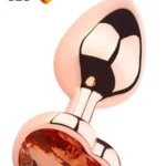 Paslanmaz Çelik Rose Gold Kalpli Mücevher Taşlı Pürüzsüz Rose Gold Metal Anal Butt Plug - Orta Boy