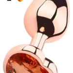 Paslanmaz Çelik Rose Gold Kalpli Mücevher Taşlı Pürüzsüz Rose Gold Metal Anal Butt Plug - Büyük Boy