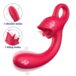 PRIME TOYS Ellie Şarjlı 2 in 1 Klitoris G Nokta Uyarıcı Dil Yalama Hareketli Kavisli Vibratör - Görsel 3