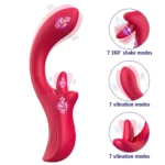 PRIME TOYS Nora Şarjlı 2 in 1 Klitoris G Nokta Uyarıcı Dönen Dil Hareketli Kavisli Vibratör - Görsel 3