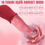Vicky Şarjlı Klitoris Uyarıcı Titreşimli ve Hareketli Sessiz Mini Gerçekçi Dil Vibratör - Görsel 2