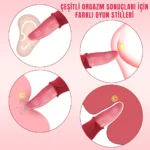 Vicky Şarjlı Klitoris Uyarıcı Titreşimli ve Hareketli Sessiz Mini Gerçekçi Dil Vibratör - Görsel 4