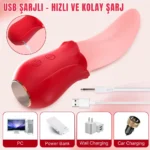 Vicky Şarjlı Klitoris Uyarıcı Titreşimli ve Hareketli Sessiz Mini Gerçekçi Dil Vibratör - Görsel 5