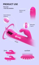 RAIN LOVE İleri Geri ve 360° Rotasyon Hareketli Su Geçirmez Vantuzlu Rabbit Vibratör - Görsel 6