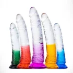 MYST COLOR Dildo Realistik Jel Dokuda Testissiz Ultra Yumuşak Şeffaf Kırmızı Yapay Penis - Görsel 2