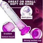 MYST COLOR Dildo Realistik Jel Dokuda Testissiz Ultra Yumuşak Şeffaf Mor Yapay Penis - Görsel 3