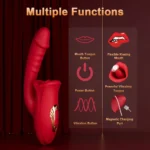 Şarjlı Klitoris Uyarıcı Dil Dudak Hareketli G Nokta Uyarıcı Güçlü Titreşimli 2 in 1 Oral Vibratör - Görsel 4