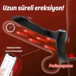 Şarjlı Telefon Kontrollü Perine Uyarıcı Kılıf G Nokta Uyarıcı Titreşimli Penis Halkası - Görsel 2