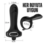 Şarjlı Telefon Kontrollü Perine Uyarıcı Kılıf G Nokta Uyarıcı Titreşimli Penis Halkası - Görsel 5