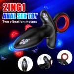 Şarjlı Tutma Aparatlı Güçlü Titreşimli Anal Plug 2 in 1 Çift Motorlu Perine Prostat Masaj Vibratör - Görsel 2