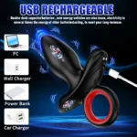 Şarjlı Tutma Aparatlı Güçlü Titreşimli Anal Plug 2 in 1 Çift Motorlu Perine Prostat Masaj Vibratör - Görsel 5
