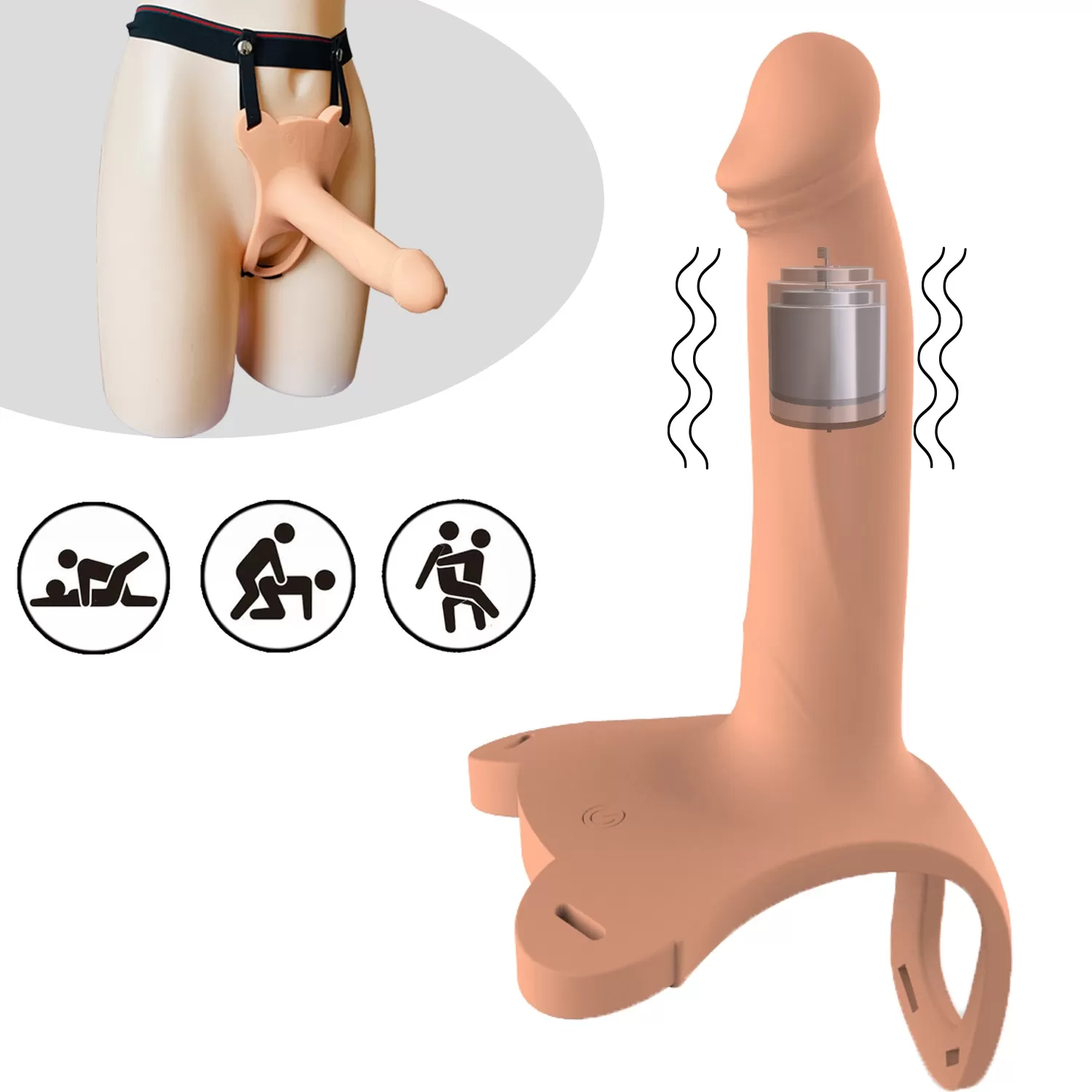 Şarjlı Ultra Yumuşak Dokulu İçi Boş Belden Bağlamalı Realistik Vibratör - 1 Şarjlı Ultra Yumuşak Dokulu İçi Boş Belden Bağlamalı Realistik Vibratör - Görsel 1