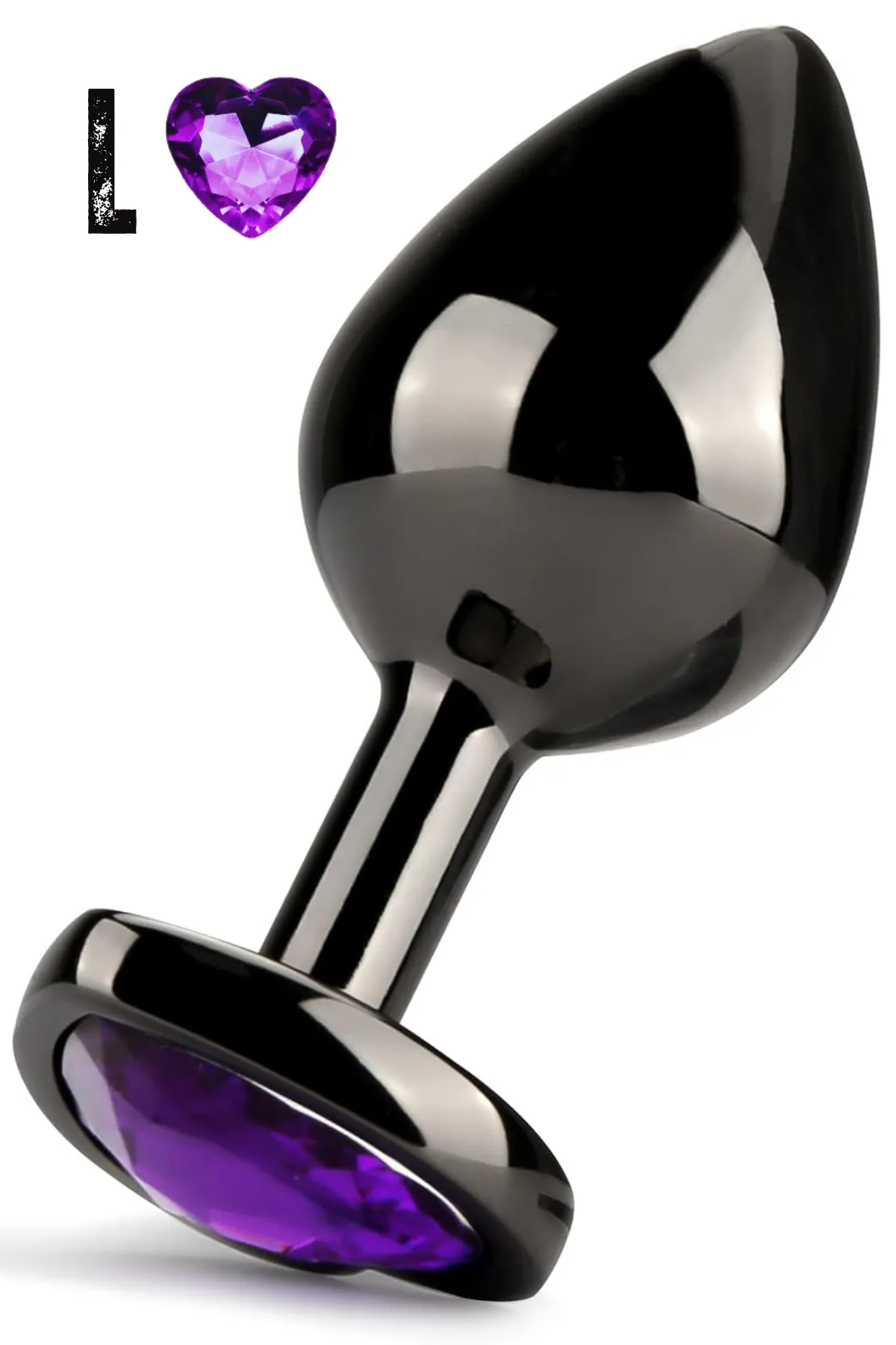 Paslanmaz Çelik Mor Kalpli Mücevher Taşlı Pürüzsüz Siyah Metal Anal Butt Plug - Büyük Boy - 1 Paslanmaz Çelik Mor Kalpli Mücevher Taşlı Pürüzsüz Siyah Metal Anal Butt Plug - Büyük Boy - Görsel 1