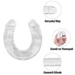 Ultra Soft Realistic Double Ended Clear Dildo Yumuşak Doku Gerçekçi Çift Taraflı Büyük Boy Realistik Şeffaf Yapay Penis 43 CM - Görsel 4