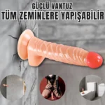 UNIQUE Realistik Dokuda Damarlı Dildo Vantuzlu Gerçekçi Yapay Penis 19 CM - Görsel 2