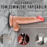 UNIQUE Realistik Dokuda Damarlı Dildo Vantuzlu Gerçekçi Yapay Penis 18 CM - Görsel 3