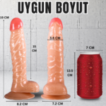 UNIQUE Realistik Dokuda Damarlı Dildo Vantuzlu Gerçekçi Yapay Penis 19 CM - Görsel 7