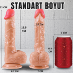 UNIQUE Realistik Dokuda Damarlı Dildo Vantuzlu Gerçekçi Yapay Penis 21 CM - Görsel 8