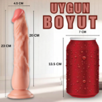 UNIQUE Realistik Dokuda Dildo Vantuzlu Damarlı Gerçekçi Yapay Penis 23 CM - Görsel 6