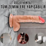 UNIQUE Realistik Dokuda Eğik ve Damarlı Dildo Vantuzlu Gerçekçi Yapay Penis 18 CM - Görsel 3