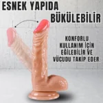UNIQUE Realistik Dokuda Eğik ve Damarlı Dildo Vantuzlu Gerçekçi Yapay Penis 18 CM - Görsel 4