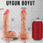 UNIQUE Realistik Dokuda Eğik ve Damarlı Dildo Vantuzlu Gerçekçi Yapay Penis 18 CM - Görsel 8