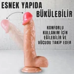 UNIQUE Realistik Dokuda Kalın Damarlı Dildo Vantuzlu Gerçekçi Yapay Penis 21 CM - Görsel 5