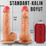 UNIQUE Realistik Dokuda Kalın Damarlı Dildo Vantuzlu Gerçekçi Yapay Penis 20 CM - Görsel 8