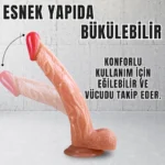 UNIQUE Realistik Dokuda Kavisli Dildo Vantuzlu Gerçekçi Yapay Penis 25 CM - Görsel 4