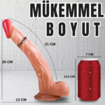 UNIQUE Realistik Dokuda Kavisli Dildo Vantuzlu Gerçekçi Yapay Penis 25 CM - Görsel 8